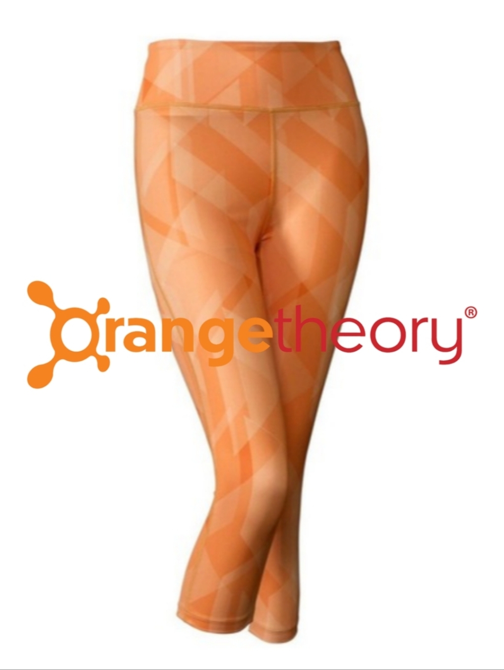 Orange Theory Basic Capri Orange Geometrical Leggings